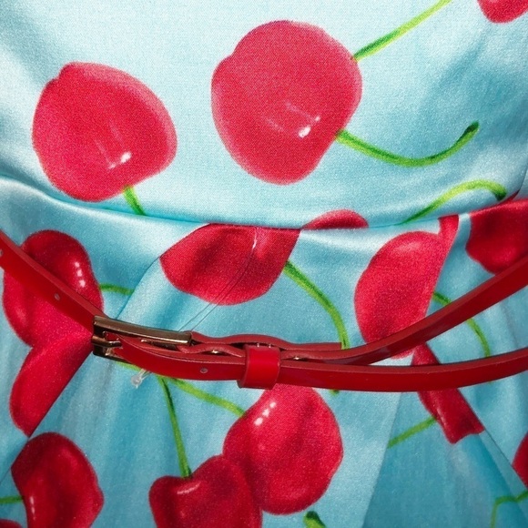 Teeze Me Blue and Red Cherry Strapless Dress Size 9 - Picture 11 of 12